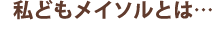 私どもメイソルとは…